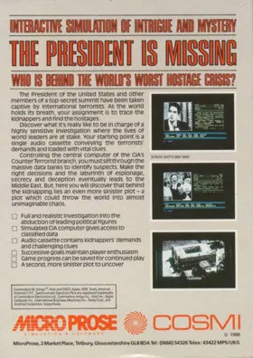 President is Missing, The box cover back